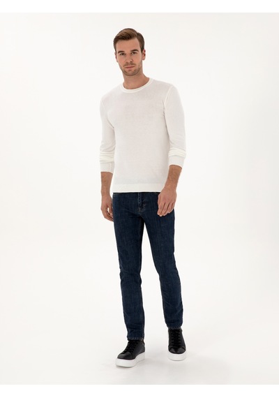 Cacharel Camel Slim Fit Pamuk Karışımlı Bisiklet Yaka Triko Kazak Kahverengi