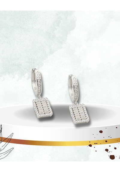 Brezza Lusso Jewelry Sallantılı Baget Işıltı Hagi Kadın Gümüş Küpe