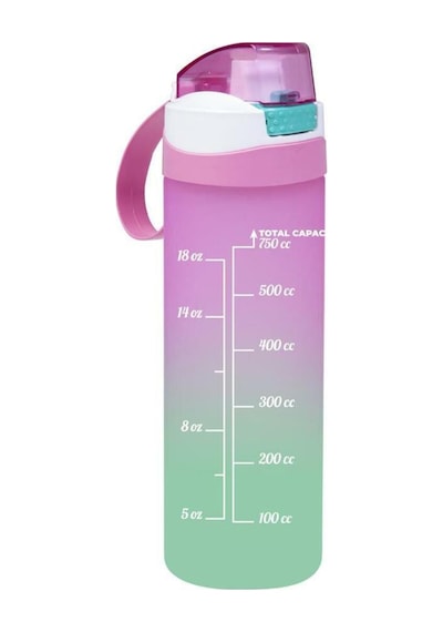 0,75 Lt Çift Renk Boyalı Ölçü Baskılı Matara-pembe Çok Renkli Plastik Diğer