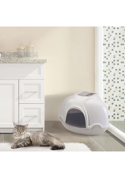 Imac Gınger Kapalı Köşe Kedi Tuvaleti Gri/beyaz 52x52x44,5cm