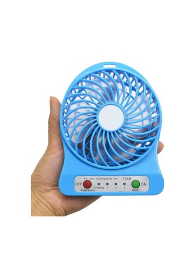 P 3 Kademeli Şarjlı Masa Üstü Usb Mini Taşınabilir Vantilatör Fan Mavi /p