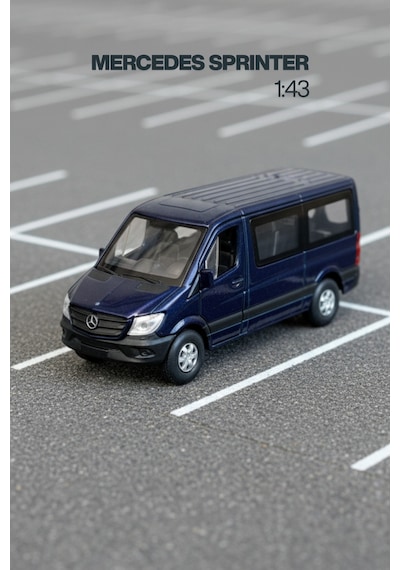 Beyaz 1:43 Ölçek Die Cast Kapıları Açılır Lisanslı Mercedes Sprinter Oyuncak Metal Model Araba Çok Renkli