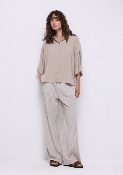 Colin's Colins Relaxed Fit Shirt Neck Düz Kadın Bej ¾ Kol Gömlek Cl1073929 Q1.v1 Lbg Lıght Beıge
