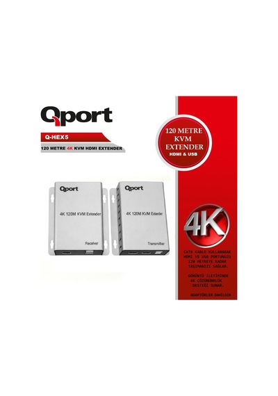 Qport Q-hex5 Kvm Cat6 120mt 4k Hdmı Cogaltıcı 2lı
