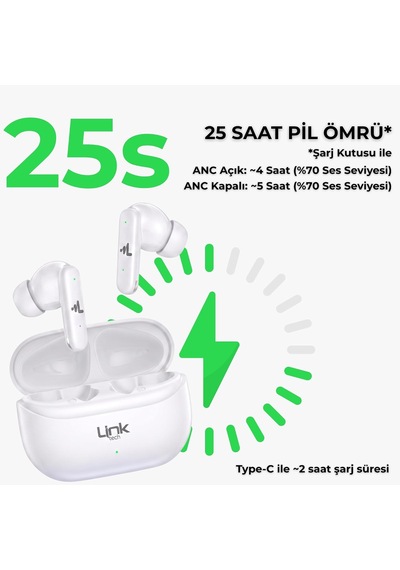 S160 Anc Kablosuz Bluetooth Kulaklık Beyaz