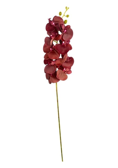 Yapay Çiçek Bordo Koyu Islak Orkide Gerçeksi Doku Uzun Dal 90 Cm