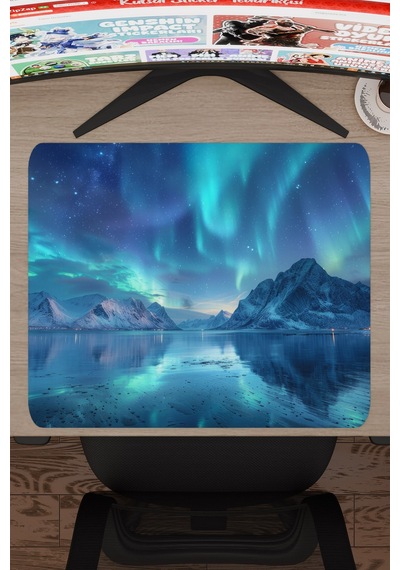 Kuzey Işıkları Kaymaz Dikişli Kauçuk Oyuncu Mousepad V1 - 48x40 Xl Gaming Mouse Pad Fare Altlığı