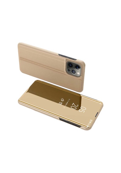 Apple Uyumlu iPhone 11 Pro Max Aynalı Kapaklı Lüx Kılıf Gold