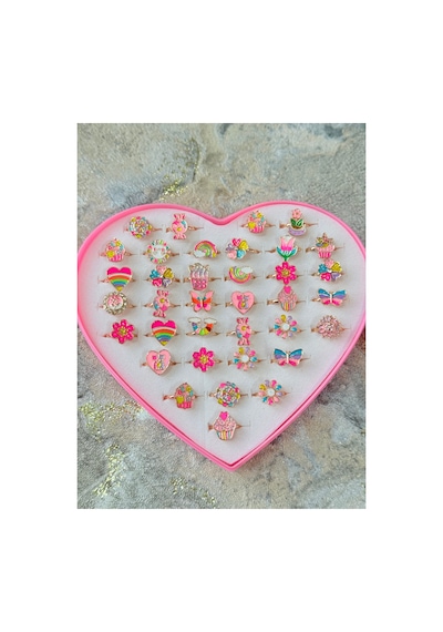 Kız Çocuk - Bebek Ayarlanabilir 5 Farklı Model Oyuncak Yüzük 30 Kg Ye Kadar Uyumludur Metalik
