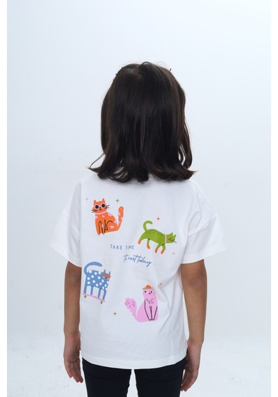 Toontoy Kids Toontoy Kız Çocuk Baskılı Bisiklet Yaka Kısa Kollu Tişört 24979 Açık Sarı