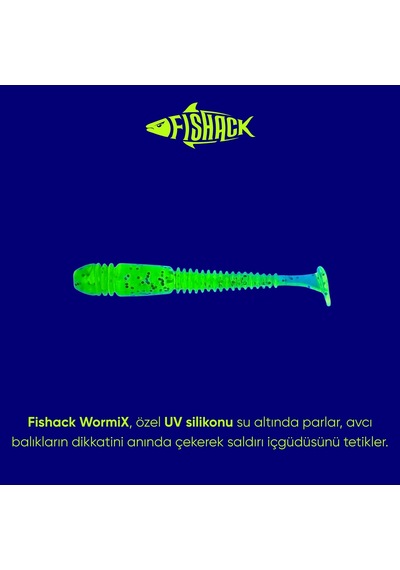 Silikon Kurt Yem - 1,1g 55mm - Fishack Wormix - 1 Adet - Uv - Fluo Green