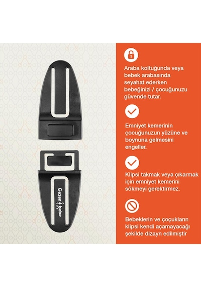 Gezenbebe Bebek Emniyet Kemer Klipsi Black 001