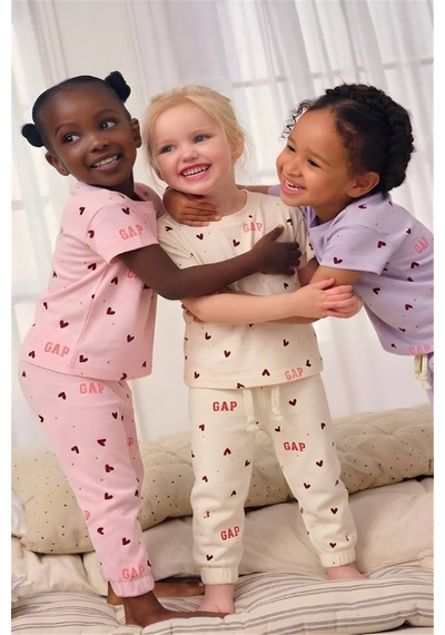 Noble Kids Kız Çocuk Kalp Baskılı Tişört Ve Eşofman Takım Pembe