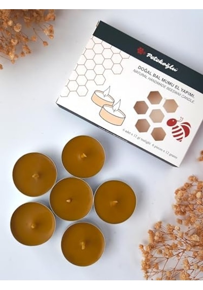 6 Adet Tealight Mum Doğal Petek Balmumu Mum Standart Boy Diğer