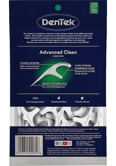 Dentek Advanced Clean Çatal Diş İpi Kürdanlı 90 Adet