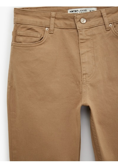 Koton Pamuklu Dar Kalıp Düğmeli Cepli İspanyol Paça Crop Jean Pantolon - Kick Flare Jeans Kahverengi 7wal40004mw Kahve Koton Pamuklu Dar Kalıp Düğmeli Cepli İspanyol Paça Crop Jean Pantolon - Kick Flare Jeans Kahverengi 7wal40004mw Kahve