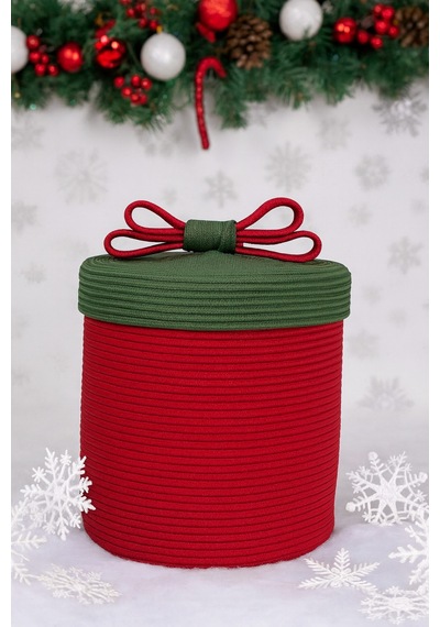 Mavaux Christmas 4 Lü Jüt Halatlı Dekoratif Hediye Sepeti Seti Kırmızı Yeşil Noel Sepeti Çok Renkli 40 X 36