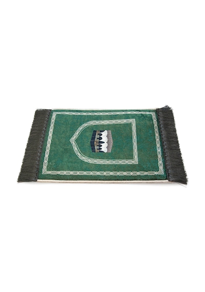 Mini Alın Seccadesi Kaymaz Taban Desenli Cep Tipi Seyahat Namaz Seccadesi - Zümrüt Yeşili Yeşil
