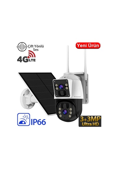Vstarcam Bg66dr-4g 2x3mp 4g Dış Mekan Güneş Enerjili Pt Güvenlik Kamerası - 2 Lensli, Renkli Gece Vstarcam Bg66dr-4g 2x3mp 4g Dış Mekan Güneş Enerjili Pt Güvenlik Kamerası - 2 Lensli, Renkli Gece