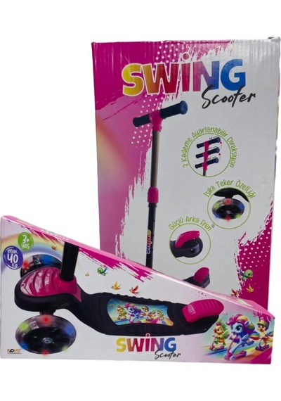 3 Tekerlekli Led Işıklı Çocuk Scooter Pembe