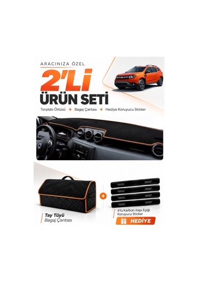 Dacia Duster 2 Nesil Makyajlı Makyajsız 2018-2023 Torpido+tay Tüyü Çanta - Siyah-kahverengi - Da00