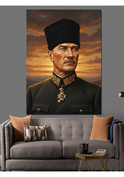 Kalpaklı Mustafa Kemal Atatürk Dekoratif Kanvas - Mdf Ahşap Tablo