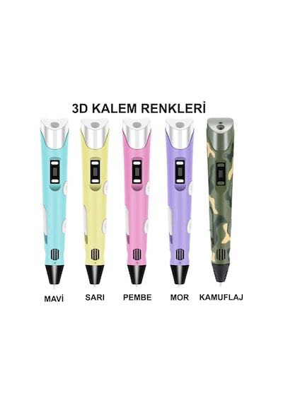 Mavi 3D Kalem Yazıcı+25 Renk 100 Metre (25X4Metre) Pla Filament