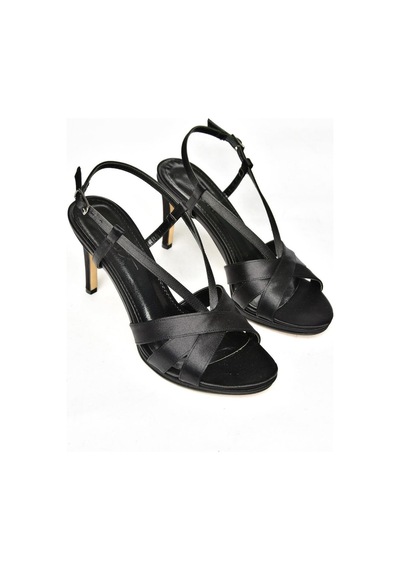 Fox Shoes S569714304 Siyah Kumaş İnce Topuklu Kadın Ayakkabı Siyah