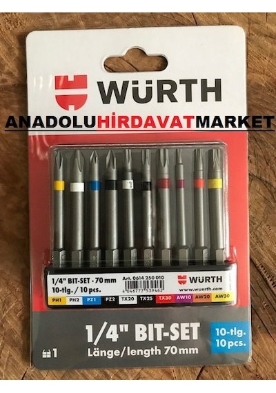 Würth Bits Uç Seti Yıldız Uç Tork Uç 70 MM Cobalt Çelik 10pcs Würth Bits Uç Seti Yıldız Uç Tork Uç 70 MM Cobalt Çelik 10pcs
