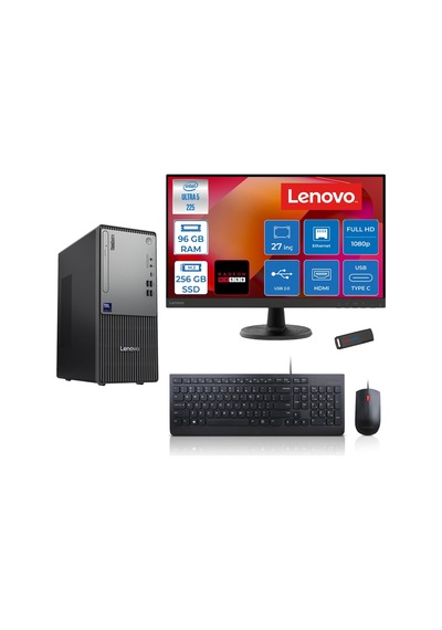 Lenovo ThinkCentre Neo 50T Gen 6 13BD007UTR2727F31 Ultra 5 225 96 GB 256 GB SSD RX550 27" Free Dos Masaüstü Bilgisayar + USB Bellek