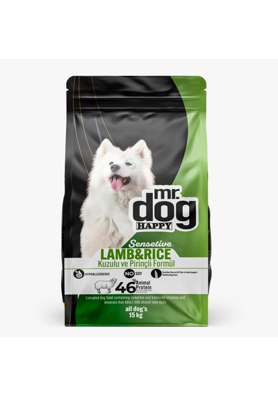 Mr. Dog Happy Kuzu Etli Ve Pirinçli Yetişkin Köpek Maması 15 KG