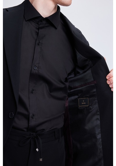 Hatemoğlu Siyah Comfort Fit Mono Yaka Takım Elbise