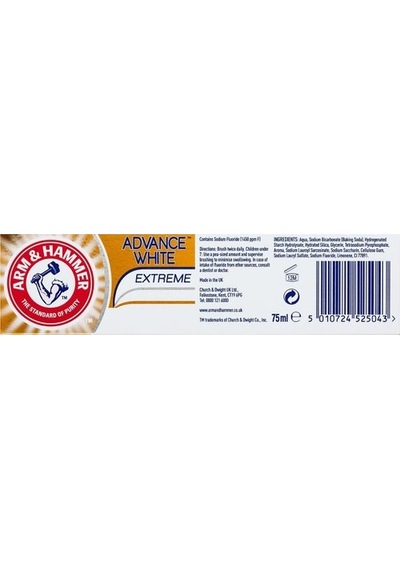 Arm & Hammer Advance White Diş Macunu 75 Ml 3 Tona Kadar Beyazlatıcı Etkiyle