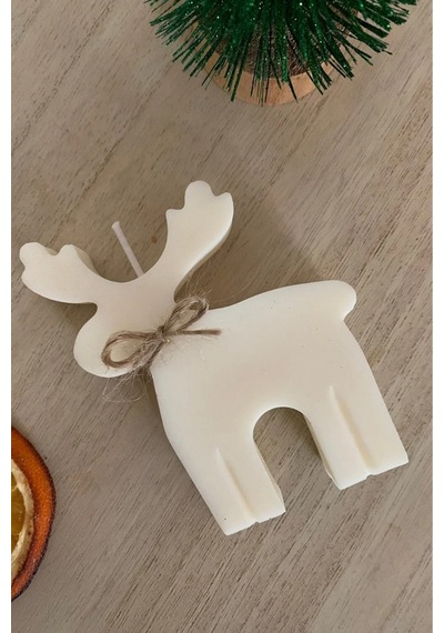 Dekoratif Yılbaşı Geyik Kokulu Mum - Soya Wax Mum 1 Adet Deerc001