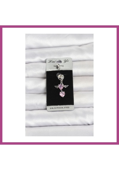 Gees Global 316l Cerrahi Çelik Pembe Zirkon Taşlı Kanat Model Göbek Piercing Gbzs