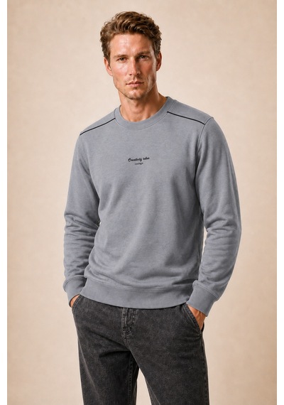 Redline Qwen Bisiklet Yaka Regular Fit Kışlık Sweatshirt Füme