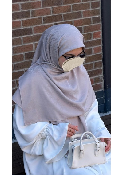 Qalortex Scarf Premium Jakarlı Mira B.boy Eşarp - Gümüş