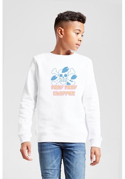 Tshirthane One Piece Anime Tony Tony Chopper Jolly Roger Beyaz Çocuk 2ip Sweatshirt 001