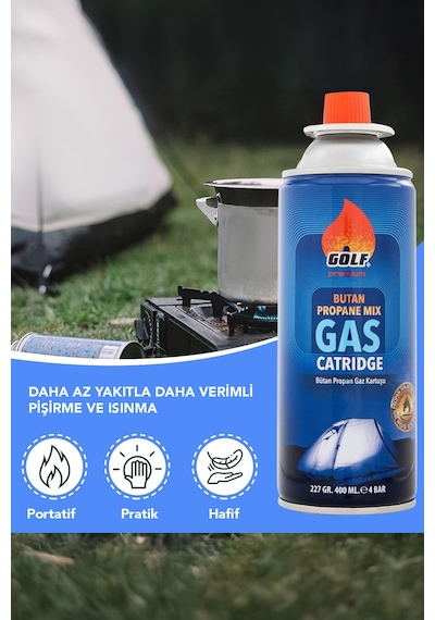 2 Adet Bütan Propan Gaz Kartuşu - Valfli Kartuş Kamp Ocağı Gazı 227 Gr Beyaz