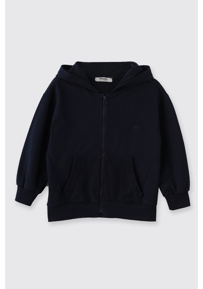 Panço Erkek Çocuk Kapüşonlu Fermuarlı Lacivert Sweatshirt