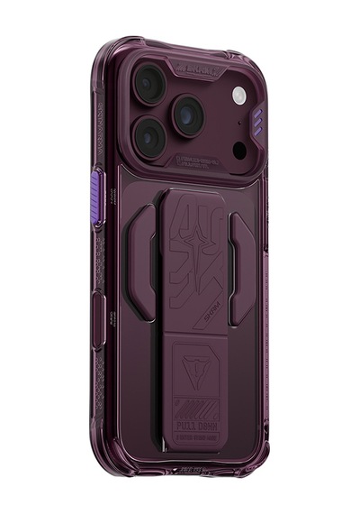 Apple Uyumlu iPhone 18 Pro Max Kılıf M-safeli Teknoloji Desenli Skinarma Helio Ce Mag Charge Standlı Kapak Bordo
