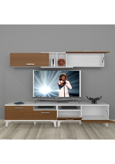 Decoraktiv Eko 5220 Mdf Silver Tv Ünitesi Tv Sehpası Beyaz - Ceviz