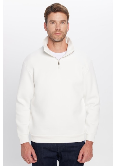 Tudors Unisex Relax Fit Rahat Kesim Pamuklu İçi Polarlı Yarım Fermuarlı Beyaz Dik Yaka Sweatshirt-31443 Beyaz Tudors Unisex Relax Fit Rahat Kesim Pamuklu İçi Polarlı Yarım Fermuarlı Beyaz Dik Yaka Sweatshirt-31443 Beyaz