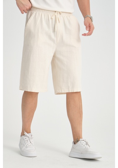 Redline Erkek Baggy Fit Rahat Kesim %100 Pamuk Yumuşak Dokulu Şort Kapri Bej