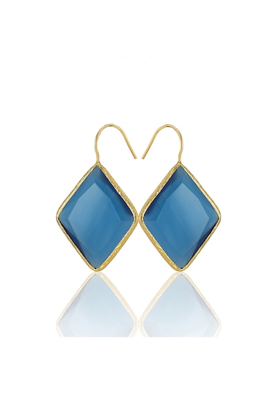 Kadir Jewellery 22 Ayar Altın Kaplama Vintage Küpe -el İşçiliği Ve Hipoalerjenik Küpe Koyu Mavi 53835178