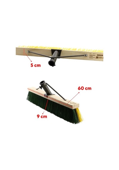 Badem10 İnşaat Moloz Yaprak Süpürme Toplama Park Bahçe Dış Mekan Temizleme Ahşap Fırça 60 Cm