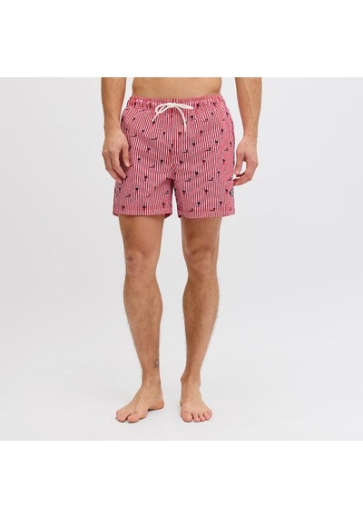 Jack&jones Jack Jones Şort Mayo Maui Breeze Mini Stripe Kırmızı