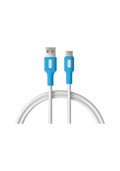 Coral Usb A-c Hızlı Şarj Kablosu, Beyaz Kablo, Beyaz/mavi Uçlar 120 Cm