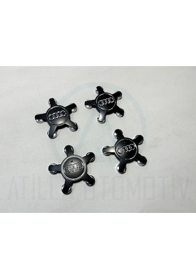 4 X Audi A3 8p 03-12 Ahtapot Çelik Jant Göbek Seti Siyah 112mm