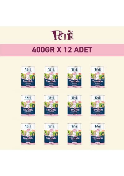 Tavuklu Yaş Konserve Yavru Kedi Maması, Jöle İçinde Parça Etli, 400 Gr X 12 Adet